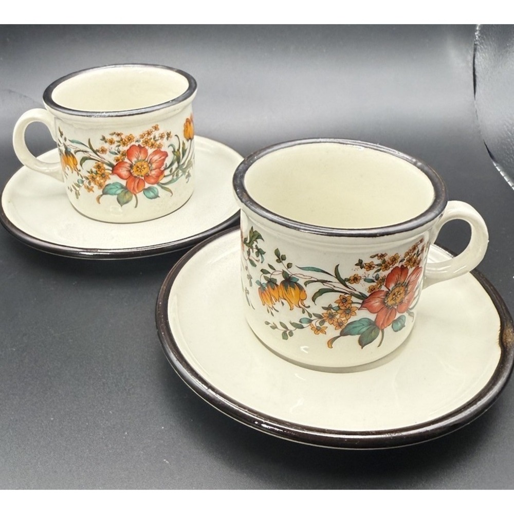 VTG Weidmann Porzellan Italy Espresso Demitasse Cups & Saucers Set 2 Porcelain
